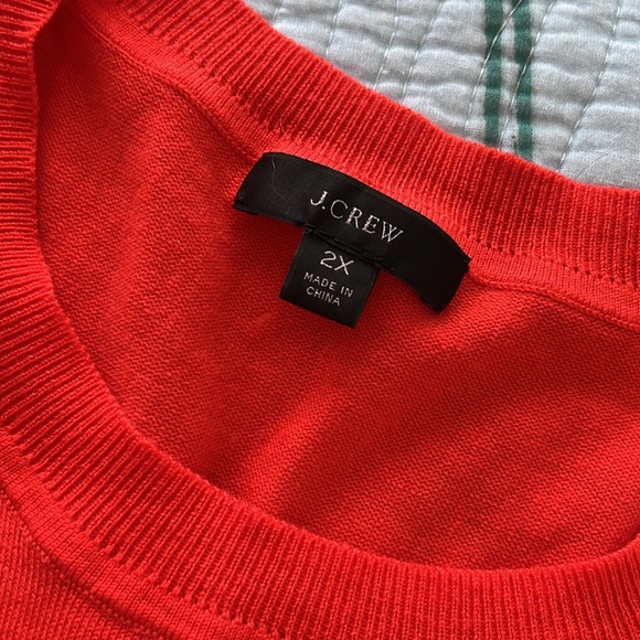J. Crew Coral Red Short Sleeved Crew Neck Lightweight Sweater 2X - Picture 2 of 5